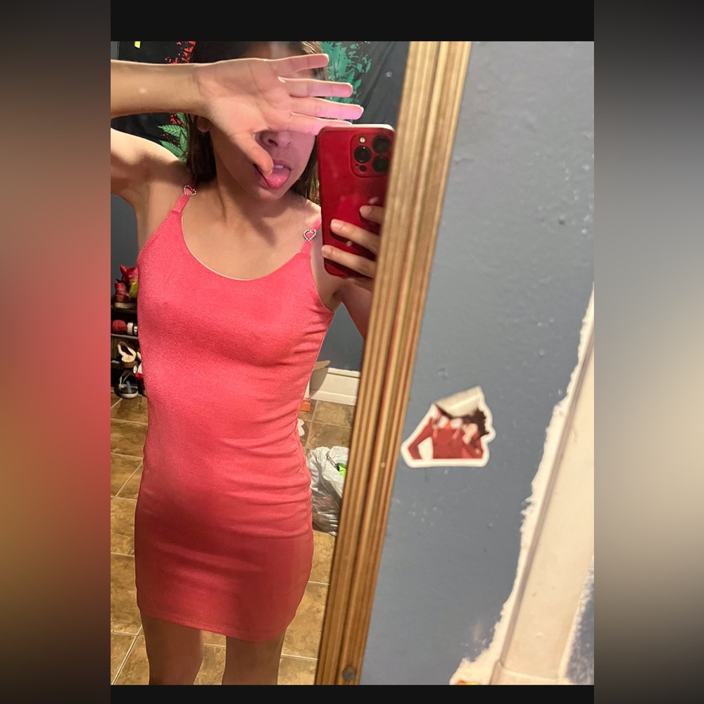 Pink dress with heart rhinestones